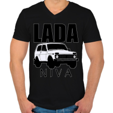 PRINTFASHION Lada niva - Férfi V-nyakú póló - Fekete férfi póló