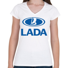 PRINTFASHION Lada - Női V-nyakú póló - Fehér női póló