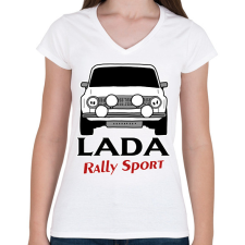 PRINTFASHION Lada rally - Női V-nyakú póló - Fehér női póló