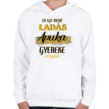 PRINTFASHION Ladás apuka gyereke vagyok - Gyerek kapucnis pulóver - Fehér gyerek pulóver, kardigán