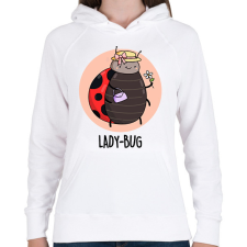 PRINTFASHION Lady-Bug - Női kapucnis pulóver - Fehér női pulóver, kardigán