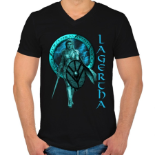 PRINTFASHION LAGERTHA - Férfi V-nyakú póló - Fekete férfi póló