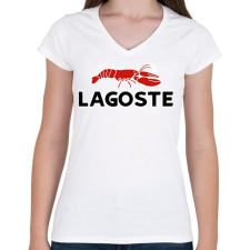 PRINTFASHION Lagoste - Női V-nyakú póló - Fehér női póló