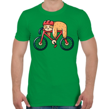 PRINTFASHION Lajhár biciklis - Férfi póló - Zöld férfi póló