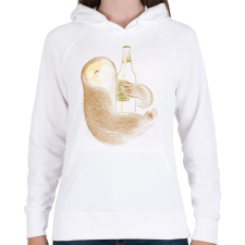 PRINTFASHION Lajhár és sör - Női kapucnis pulóver - Fehér női pulóver, kardigán