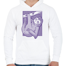 PRINTFASHION Lajhár - Férfi kapucnis pulóver - Fehér férfi pulóver, kardigán