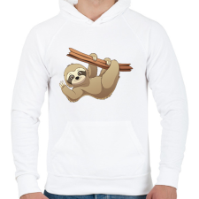 PRINTFASHION lajhár - Férfi kapucnis pulóver - Fehér férfi pulóver, kardigán