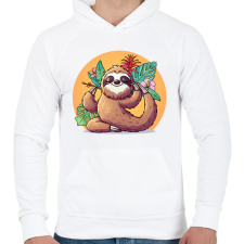 PRINTFASHION Lajhár jóga - Férfi kapucnis pulóver - Fehér férfi pulóver, kardigán
