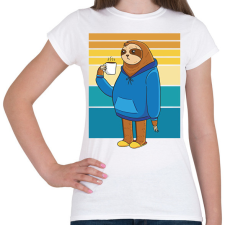 PRINTFASHION Lajhár kávéval - Női póló - Fehér női póló