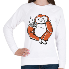 PRINTFASHION Lajhár kávéval - Női pulóver - Fehér női pulóver, kardigán