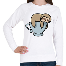 PRINTFASHION Lajhár kávézik  - Női pulóver - Fehér női pulóver, kardigán