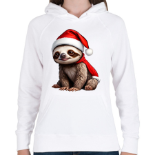 PRINTFASHION Lajhár mikulás - Női kapucnis pulóver - Fehér női pulóver, kardigán