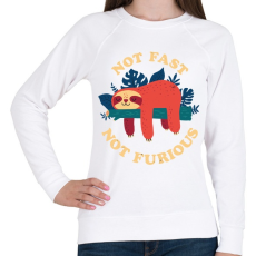 PRINTFASHION Lajhár Not fast Not furious - Női pulóver - Fehér