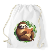 PRINTFASHION Lajhár olvas - Sportzsák, Tornazsák - Fehér tornazsák