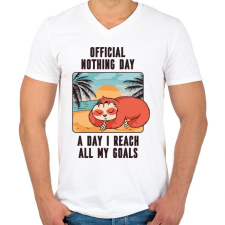 PRINTFASHION Lajhár - semmittevős nap - Férfi V-nyakú póló - Fehér férfi póló