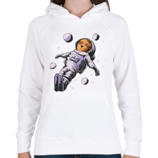 PRINTFASHION Lajhár űrhajós - Női kapucnis pulóver - Fehér női pulóver, kardigán