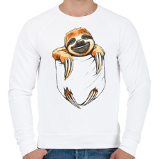 PRINTFASHION Lajhár zsebben - Férfi pulóver - Fehér