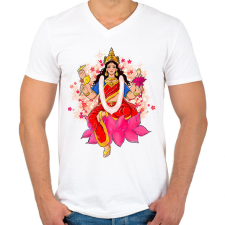 PRINTFASHION lakshmi art polo - Férfi V-nyakú póló - Fehér férfi póló