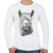PRINTFASHION Láma fej - Férfi hosszú ujjú póló - Fehér férfi póló