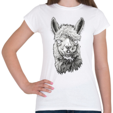PRINTFASHION Láma fej - Női póló - Fehér