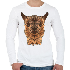 PRINTFASHION Láma - Férfi hosszú ujjú póló - Fehér férfi póló