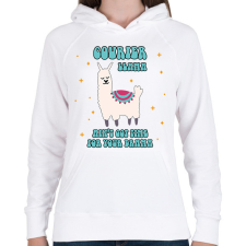 PRINTFASHION Láma futár - Női kapucnis pulóver - Fehér női pulóver, kardigán