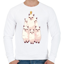 PRINTFASHION Láma karácsonyfa - Férfi pulóver - Fehér férfi pulóver, kardigán