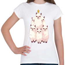 PRINTFASHION Láma karácsonyfa - Női póló - Fehér női póló
