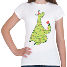 PRINTFASHION Láma karácsonyfa - Női póló - Fehér női póló