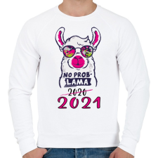 PRINTFASHION Láma - no problama. 2021 - Férfi pulóver - Fehér férfi pulóver, kardigán