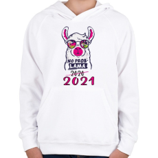 PRINTFASHION Láma - no problama. 2021 - Gyerek kapucnis pulóver - Fehér
