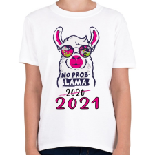 PRINTFASHION Láma - no problama. 2021 - Gyerek póló - Fehér gyerek póló