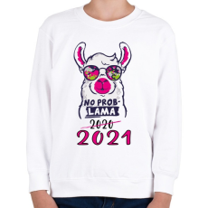 PRINTFASHION Láma - no problama. 2021 - Gyerek pulóver - Fehér