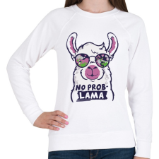 PRINTFASHION Láma - no problama - Női pulóver - Fehér női pulóver, kardigán