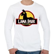 PRINTFASHION Lama Park - Férfi hosszú ujjú póló - Fehér férfi póló