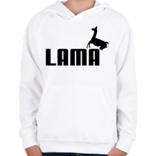 PRINTFASHION Lama Puma paródia - Gyerek kapucnis pulóver - Fehér gyerek pulóver, kardigán