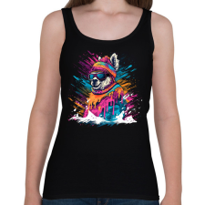 PRINTFASHION Láma sapkában - Női atléta - Fekete női trikó