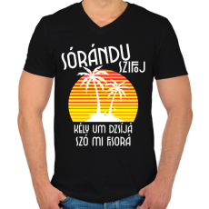 PRINTFASHION LAMBADA - Férfi V-nyakú póló - Fekete