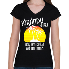 PRINTFASHION LAMBADA - Női V-nyakú póló - Fekete