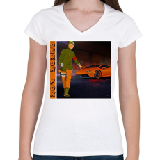 PRINTFASHION Lambo Naruto - Női V-nyakú póló - Fehér