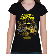 PRINTFASHION Land Rover - Női V-nyakú póló - Fekete