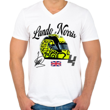 PRINTFASHION Lando-Norris-sisak - Férfi V-nyakú póló - Fehér férfi póló