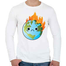 PRINTFASHION Lángoló Föld - Férfi hosszú ujjú póló - Fehér férfi póló