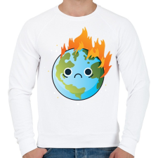 PRINTFASHION Lángoló Föld - Férfi pulóver - Fehér férfi pulóver, kardigán