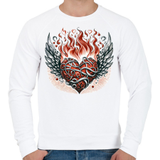 PRINTFASHION Lángoló Szív - Férfi pulóver - Fehér férfi pulóver, kardigán