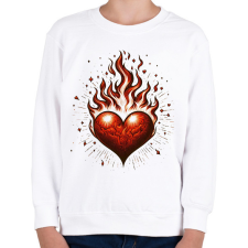 PRINTFASHION Lángoló Szív - Gyerek pulóver - Fehér gyerek pulóver, kardigán