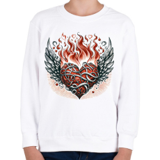 PRINTFASHION Lángoló Szív - Gyerek pulóver - Fehér