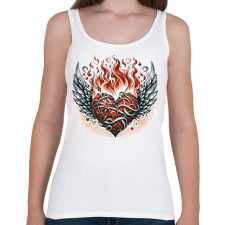 PRINTFASHION Lángoló Szív - Női atléta - Fehér női trikó