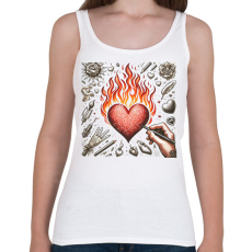 PRINTFASHION Lángoló Szív  - Női atléta - Fehér