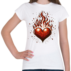 PRINTFASHION Lángoló Szív  - Női póló - Fehér